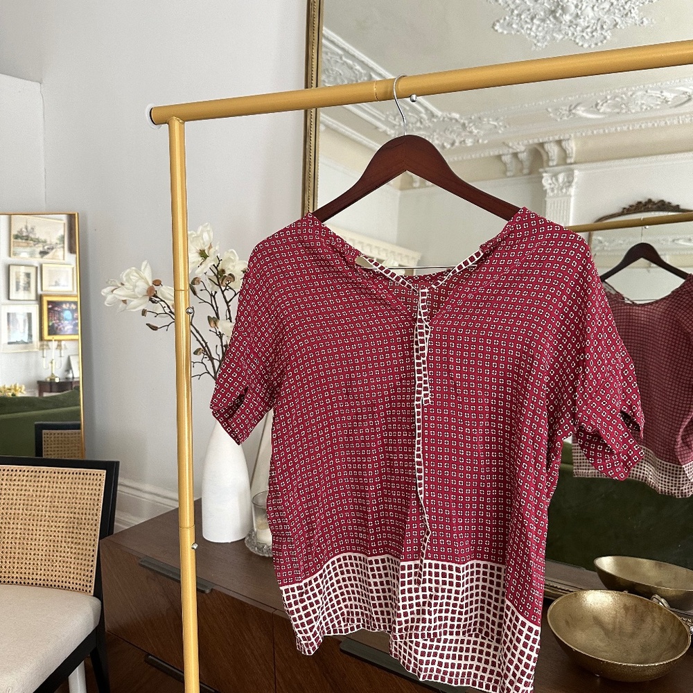 XS Madewell Silk Blouse Short Sleeve
